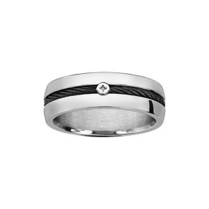Bague en  acier câble au centre noir et vis