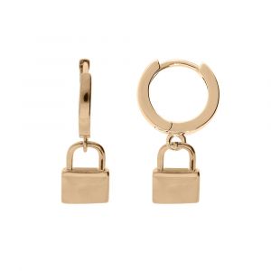 Cr&eacute;oles en plaqu&eacute; or cr&eacute;ole avec pampille cadenas