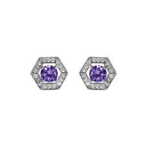 Boucles d'oreille tige en argent rhodié oxyde violet et contour oxydes blancs