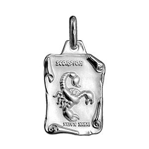 Pendentif en argent brillant parchemin zodiaque Scorpion