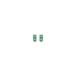 Boucles d'oreille en argent rhodié avec oxyde vert rectangulaire et fermoir poussette