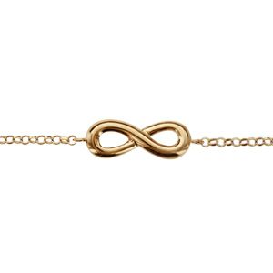 Bracelet en plaqu&eacute; or cha&icirc;ne avec au milieu symbole infini lisse - longueur 16cm + 2cm de rallonge