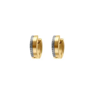 Boucles d'oreille en acier et PVD doré et chaînette brillante