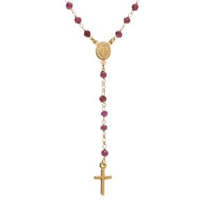 Collier en argent doré chapelet boules facetées rodolite violettes  - 45+5cm