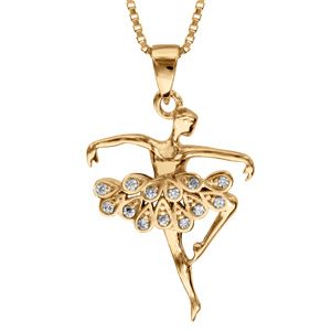 Collier en vermeil pendentif danseuse avec oxydes blancs sertis  - 42+3cm