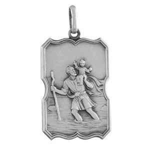 Pendentif en argent rectangulaire Saint Christophe