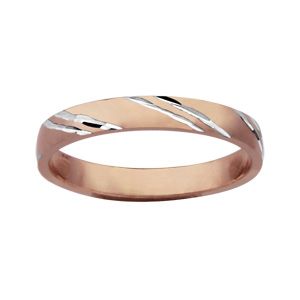 Alliance en vermeil diamantée 2 traits en biais 3mm