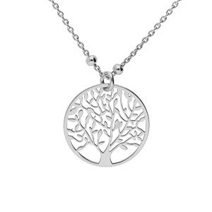 Collier en argent rhodié chaîne fines boules avec pendentif arbre de vie 40+5cm