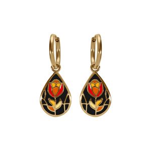 Boucles d'oreille Stella Mia en acier doré jaune  forme goutte résine noire et rouge