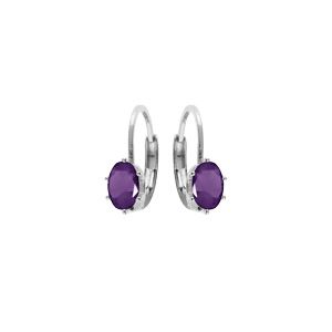 Boucles d'oreille en argent rhodié oxyde violet serti, fermoir dormeuse