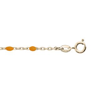 Chaîne de cheville en argent et dorure jaune avec perles orange fluo 23+3cm