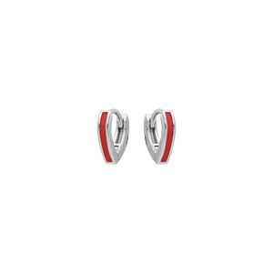 Créoles en argent rhodié articulée forme v couleur rouge