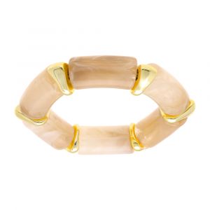 Bracelet extensible beige &agrave; inserts dor&eacute;s