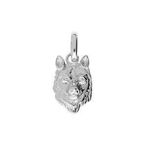 Pendentif en argent rhodié tête de loup 17x11mm