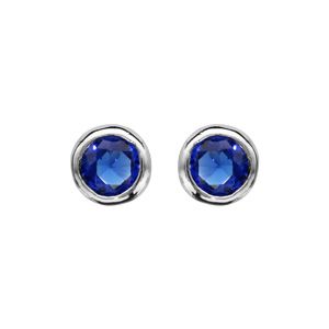 Boucles d'oreilles en argent rhodié oxyde bleu foncé serti clos et fermoir poussette