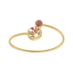 Bracelet  Stella Mia en acier doré jaune jonc flexible résine blanc rose et violet