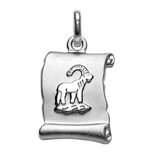 Pendentif en argent rhodié zodiaque parchemin simple Capricorne