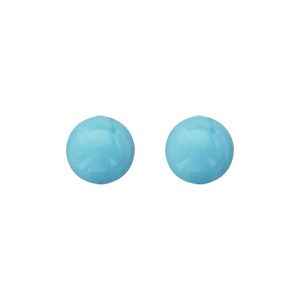 Boucles d'oreilles en argent boule de 6mm couleur bleu turquoise et fermoir poussette