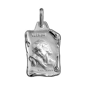 Pendentif en argent brillant parchemin zodiaque Verseau