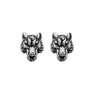 Boucles d'oreille en acier t&ecirc;te de loup et fermoir poussette
