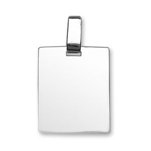 Pendentif en argent plaque G.I. rectangulaire à graver - dimensions 29mm X 23mm - plaque prestige