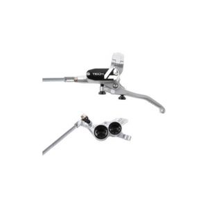 Frein arriere hope tech 4 v4 argent   noir durite tresse aviation