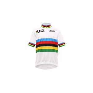 Maillot manches courtes enfant santini champion du monde uci blanc
