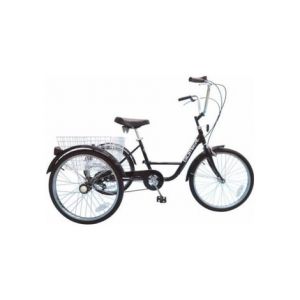 Tricycle adulte 24  noir 5 vitesses avec panier poids total maxi 100kgs empattement 0 80m   homologation nf30020
