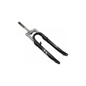 Fourche vtt 24   m w a suspension acier ressort elastomere noir deb  50mm pivot  220 130mm  filete 1  22 2 interieur  montage disque   v brake