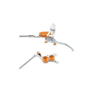 Frein avant hope tech4 v4 argent   orange durite tresse aviation