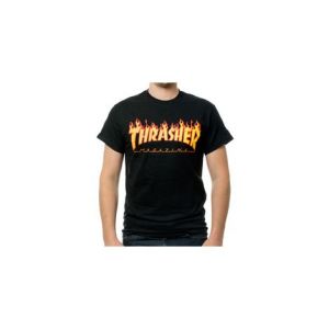 T shirt thrasher flame logo noir