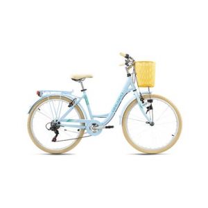 Velo de ville femme 26   cantaloupe bleu avec panier tc 48 cm dacapo