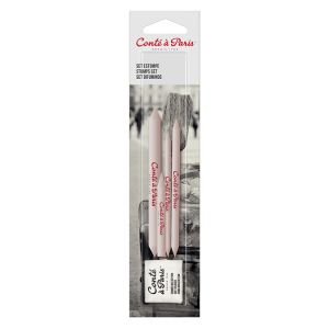 Set de 3 estompes diamètre 5 mm, 7,5 mm, 9,5 mm + tortillon + gomme mie de pain - Conté à Paris