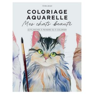 Coloriage aquarelle Mes chats beaut&eacute; &agrave; peindre ou a colorier - Marabout