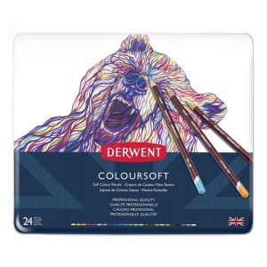 Crayon de couleur Coloursoft Bo&icirc;te m&eacute;tal 24 pcs - Derwent
