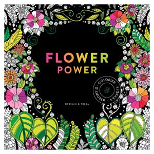 Livre de coloriage Black Coloriage Flower Power - Dessain et Tolra
