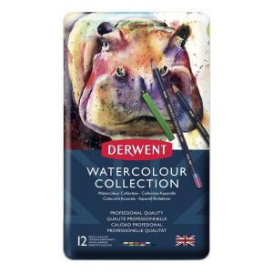 Crayon de couleur aquarellable Watercolour Collection Bo&icirc;te m&eacute;tal 12 pcs - Derwent