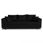 Canap&eacute; 3 places en velours c&ocirc;tel&eacute; noir