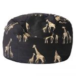 Pouf en velours noir avec girafes brodées