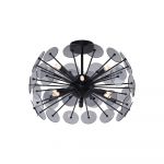 Plafonnier Art d&eacute;co noir verre fum&eacute;