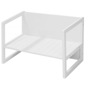 Table enfant r&eacute;versible en banc, bois laqu&eacute; blanc