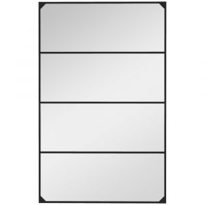 Miroir mural verri&egrave;re rectangulaire style industriel m&eacute;tal noir