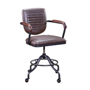 Fauteuil de bureau en simili cuir vintage sur roulettes