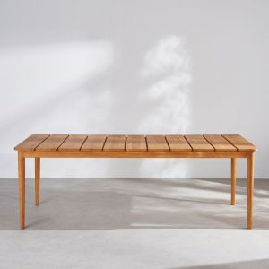 Table de jardin en bois de teck, 8 personnes, L220 cm