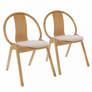 Lot de 2 chaises style scandinave en bois d'orme