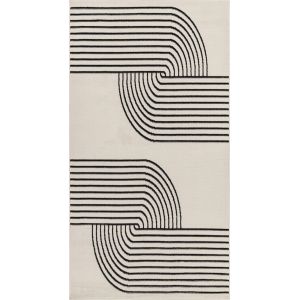 Tapis de Couloir Scandinave Moderne Blanc/Noir 80x220