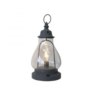 Lanterne extérieure jardin bougie à poser ancienne métal gris 35cm
