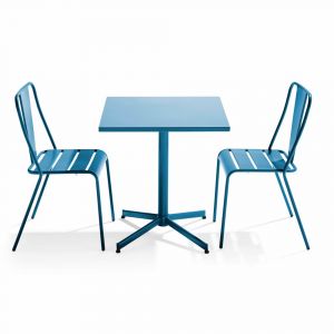 Ensemble table inclinable de jardin et 2 chaises bleu pacific