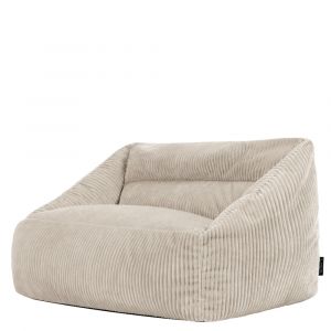 Pouf canap&eacute; enfant en velours c&ocirc;tel&eacute; beige galet