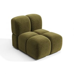 Fauteuil en velours textur&eacute; vert vintage